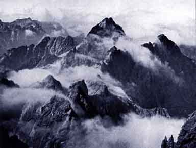 Tatra peaks shrouded in fog